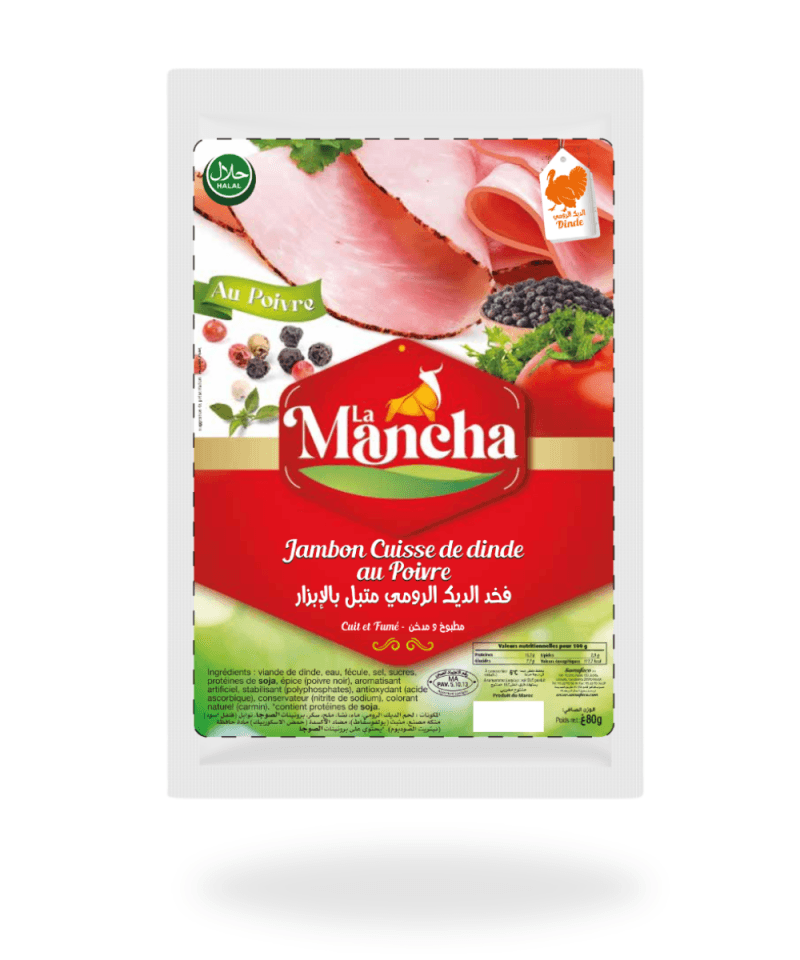 TRANCHE JAMBON FUMEE AU POIVRE LAMANCHA 80 G
